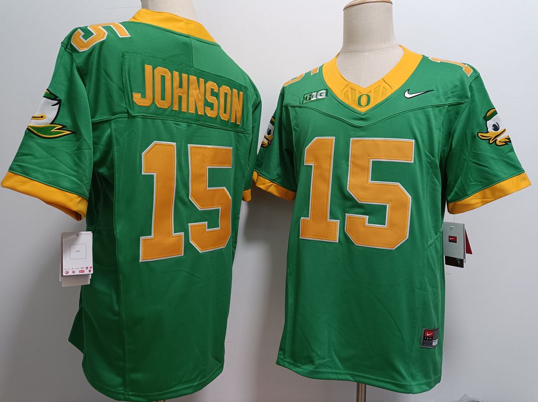 Men Oregon Ducks 15 Johnson Green Nike 2025 NCAA Jersey